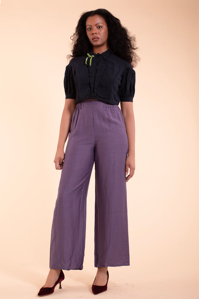 Sophie Pant - HKM - Eggplant Linen