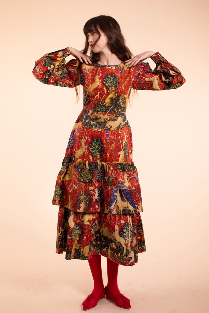 Rosemary Dress - Red Tapestry