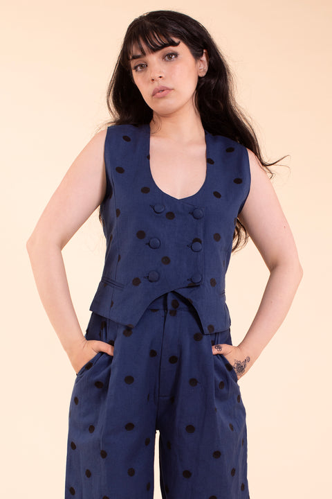 Noble Vest - Indigo Linen