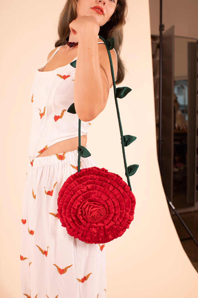 Rosebud Shoulder Bag - Red
