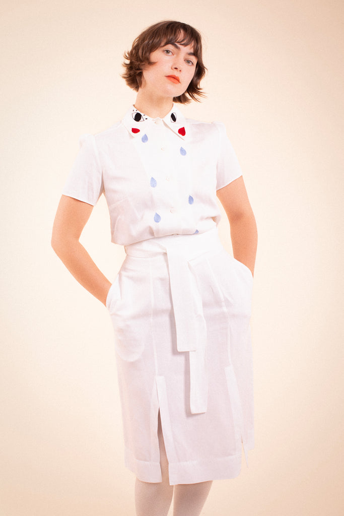 Hilde Skirt - HKM - White Linen