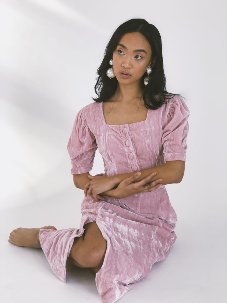 Eyre Skirt - HKM - Peony Silk Velvet - Sample Sale
