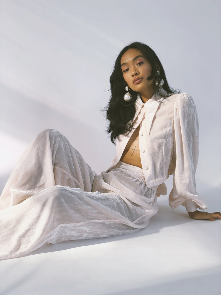 Sophie Pant - HKM - Blush Silk velvet - Sample Sale