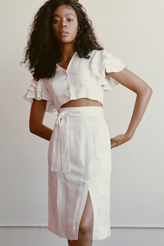 Hilde Skirt - HKM - White Linen