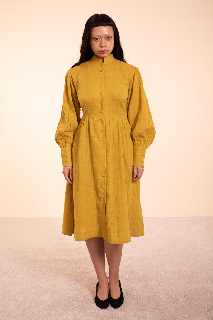 Helen Dress - HKM - Mustard Gauze - Sample Sale