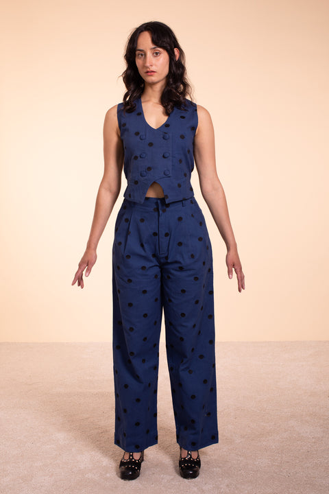 Noble Trouser - Indigo Linen