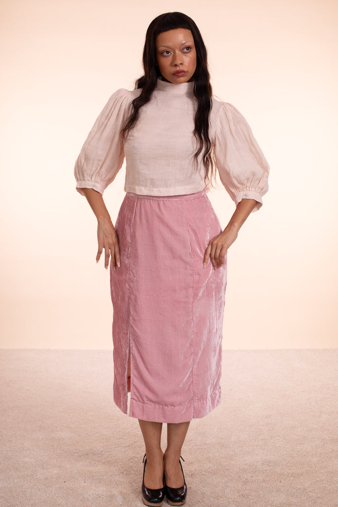 Eyre Skirt - HKM - Peony Silk Velvet - Sample Sale