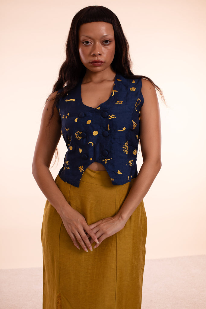 Emma Skirt - HKM - Mustard Linen - Sample Sale