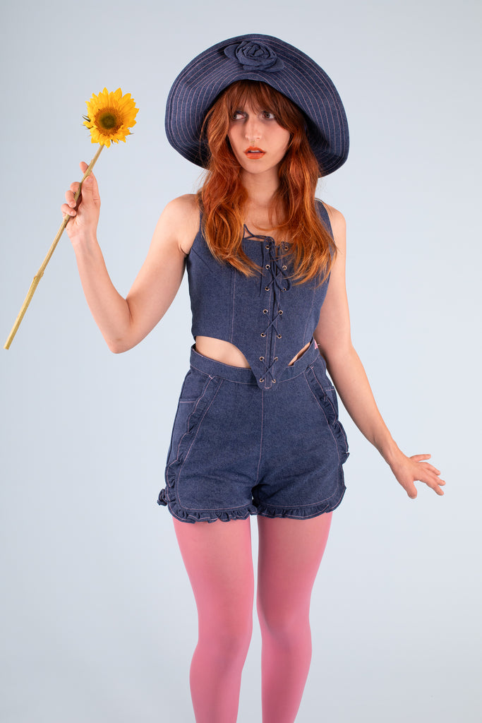 Denim Persephone Hat - Sample Sale