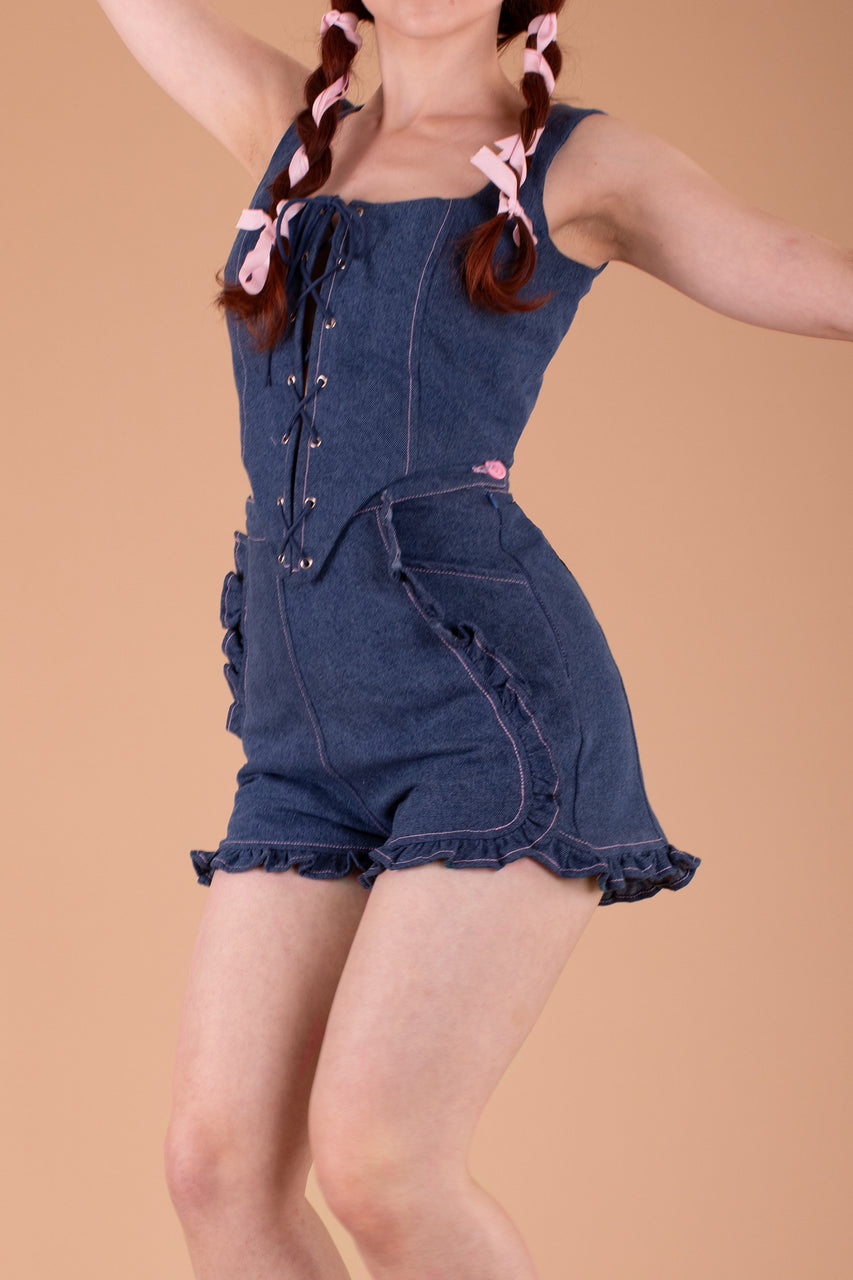Buy DISOLVE New Girls and Women Denim Dungaree Outfit Shorts Dress Jumpsuit  Party Light Blue Color waist Size (L_30) at Amazon.in