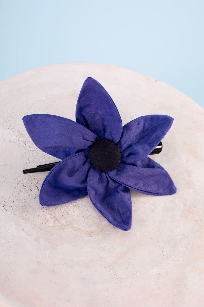 Daisy Hair Clip - Indigo + Black