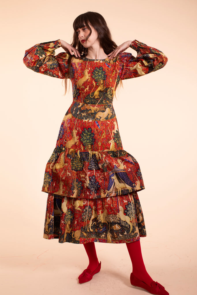 Rosemary Dress - Red Tapestry