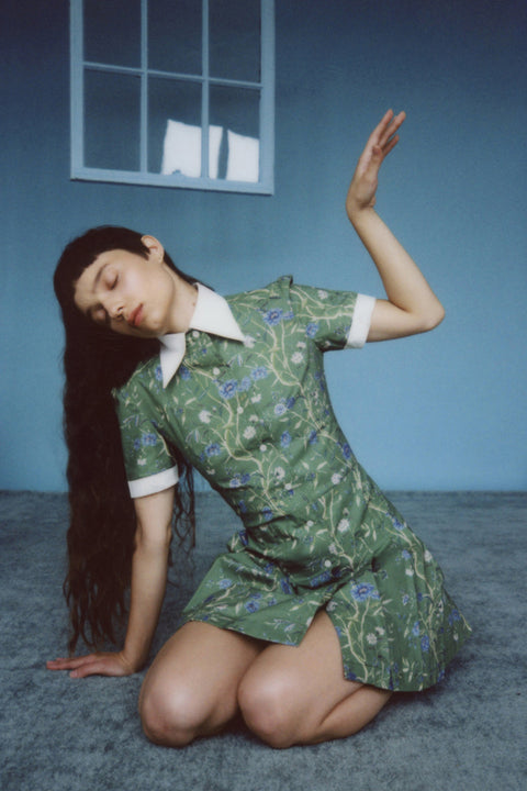 Wallflower Dress - Green Wallpaper
