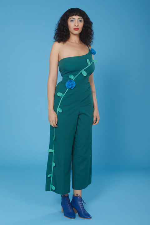 Persephone Jumpsuit - Green Climbing Rose- Archive